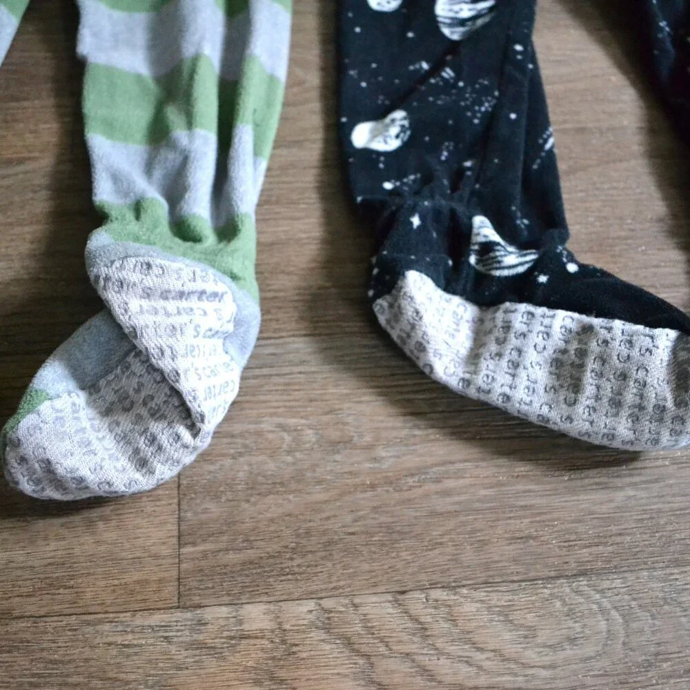 Carter's Fleece Zippered Onesie Footed  Pajamas Lot Bundle of 3 Size 18 Months